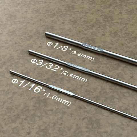 TIG Welding Rod Set ER308L Stainless Steel From Sonnler For Pro Grade TIG Welds With Low Splatter And Solid Corrosion Resistance 16 Inch Length 5 Pound Pack Diameters One Sixteenth Three Thirty Seconds And One Eighth Inch on display