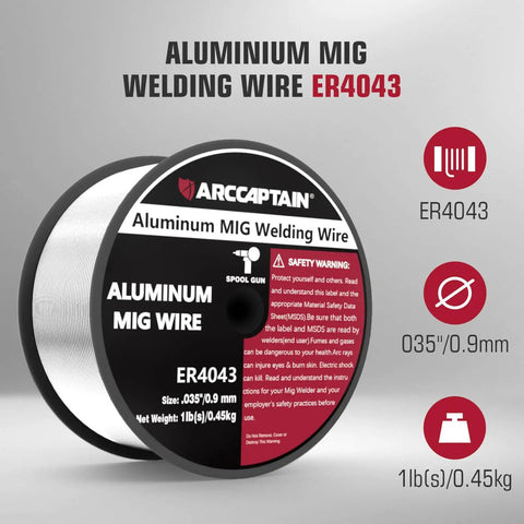 ER4043 Aluminum Welding Wire For MIG.035 Inch Diameter 1 Pound Spool AlSi5 Filler Metal Smooth Arc And Easy Welds ARCCAPTAIN