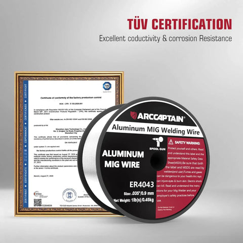 ER4043 Aluminum Welding Wire For MIG.035 Inch Diameter 1 Pound Spool AlSi5 Filler Metal next to TÜV certification