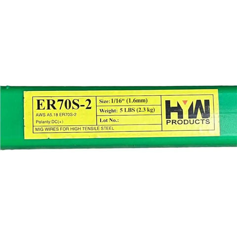 Label on ER70S-2 Tig Welding Wire Filler Rod 1/16 Inch Diameter, 36 Inch, 5 Lb Spool for mild steel structural welds
