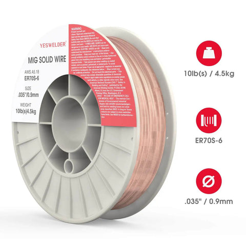 ER70S-6 MIG Wire Solid Carbon Steel.035 Inch 10 Lb Spool for DIY Friendly Feeds and Smooth Welds Copper Coated Wire