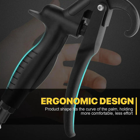 High-volume angled air blow gun with rubber guard delivers powerful dust, water, and debris removal in tight spaces, ergonomic handle