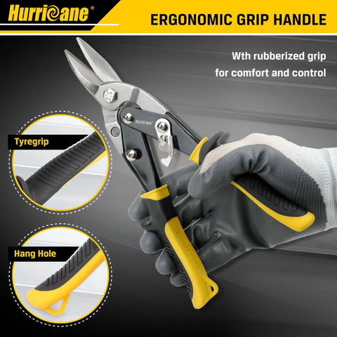3 Piece Aviation Tin Snips Set - close-up of ergonomic TyGrip handle and CRV blade
