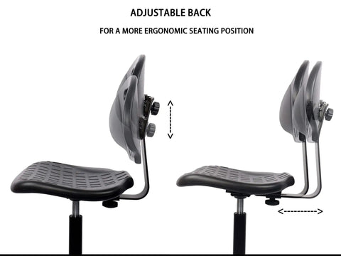 Table Height Chair Stool Deluxe Ergonomic Polyurethane Chair With 5 Inch Height Adjustment adjustable back view
