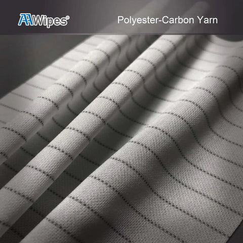 Close-up of ESD Safe Cleanroom Wipes AAWipes 12x12 Inch 100 Pack Polyester Wiper Cloths with conductive yarn