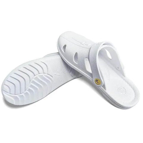 White ESD Safety Sandals For Cleanroom And Electronics Work Pro Grade Anti Static Shoes With Toe Protection