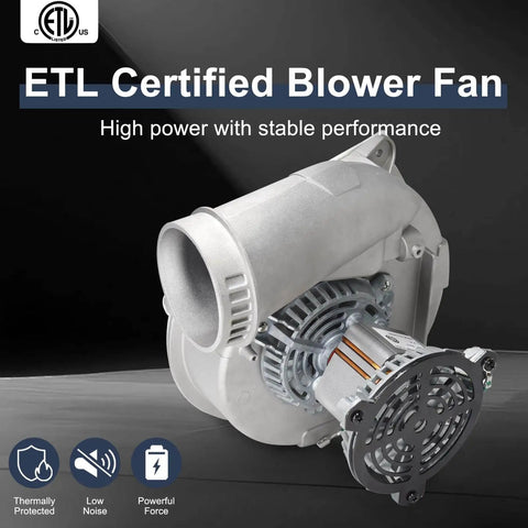 Bangin Replacement Furnace Draft Inducer Blower Motor For Rheem Ruud Jakel Fasco Ametek Rotom Packard Direct Fit And Compatible With 70 24157 03 And 7021 11559 Models, showing side view with fan and motor details