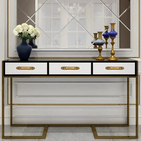 European Style Barn Door Handle Antique Metal Door Pull Handle on luxury console table with flowers and candlesticks