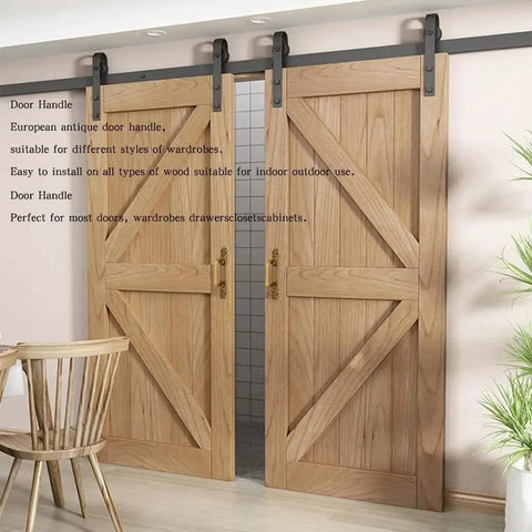 European Style Barn Door Handle Antique Metal Door Pull Handle for sliding doors in a modern interior setting