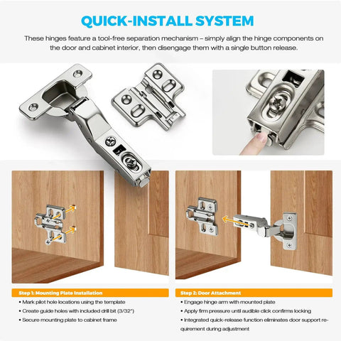 Heavy Duty European Insert Soft Close Cabinet Hinges 20 Pack For Frameless Cabinets Concealed Kitchen Hinges Adjustable
