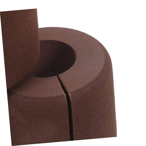 Close-up of 3 Pack EVA Door Clamps And Door Stops For Finger Pinch Guard And Anti Slam Edge Protector, brown foam material
