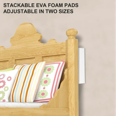 12 Pack EVA Foam Headboard Wall Protectors For Bed Frames Anti Shake Bumpers And Noise Reducers, installed on bed frame