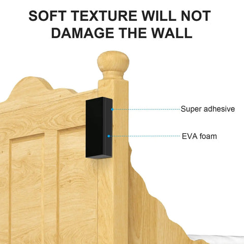 20 Pack Headboard Stoppers For Wall Cushioned EVA Foam Protectors with super adhesive installed on wooden bed frame