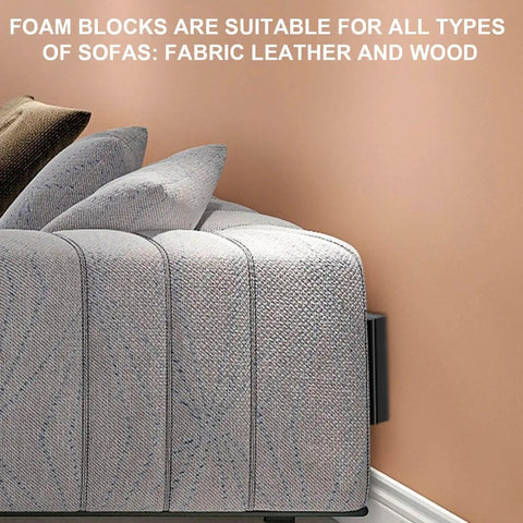 20 Pack Headboard Stoppers For Wall Cushioned EVA Foam Protectors installed behind sofa against wall