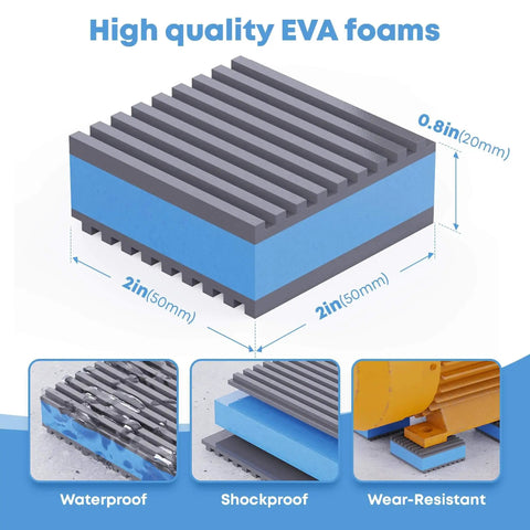 Rubber Anti Vibration Isolation Pads For Machinery And Air Compressors 2 Inch By 2 Inch By Seven Eighths Inch