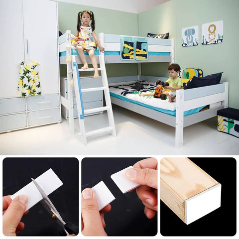Headboard Wall Stoppers Self Adhesive EVA Foam Bumper Pads 20 Piece Set with 10 Pieces of 20mm and 10 Pieces of 3mm. Image shows application on bunk bed.