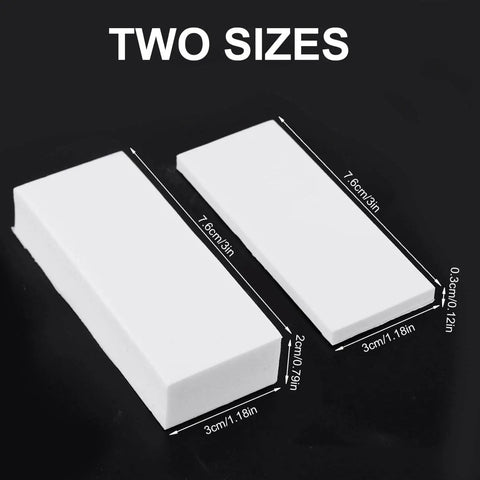 Headboard Wall Stoppers Self Adhesive EVA Foam Bumper Pads 20 Piece Set shown in two sizes with measurements