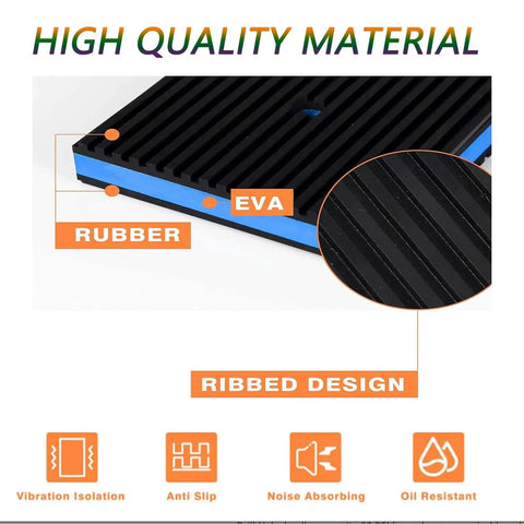 Close-up of Heavy Duty EVA Rubber Anti Vibration Pads 4 By 4 Inch 7 Eighths Inch Thick 4 Pack, showing ribbed design feature.