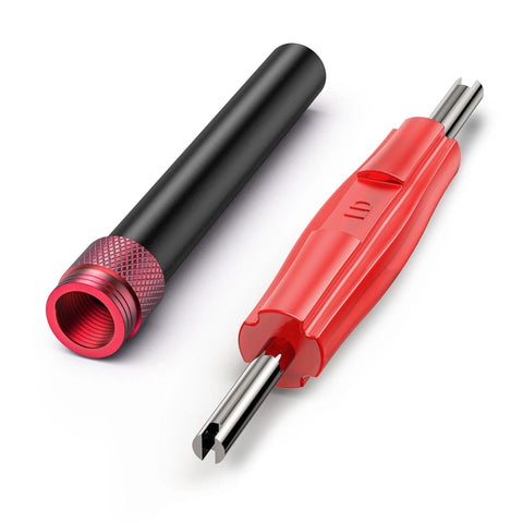 Zihvfzu EVAP service port adapter kit with valve removal tool; red plastic body and black handle, two-piece set