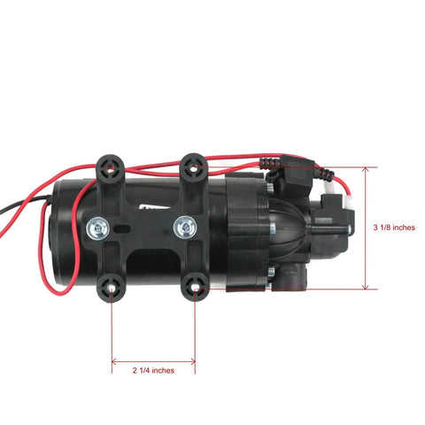 OEM Everflo 2.2 GPM, 12 Volt, 70 PSI, Diaphragm Pump EF2200 showing dimensions with ruler markings