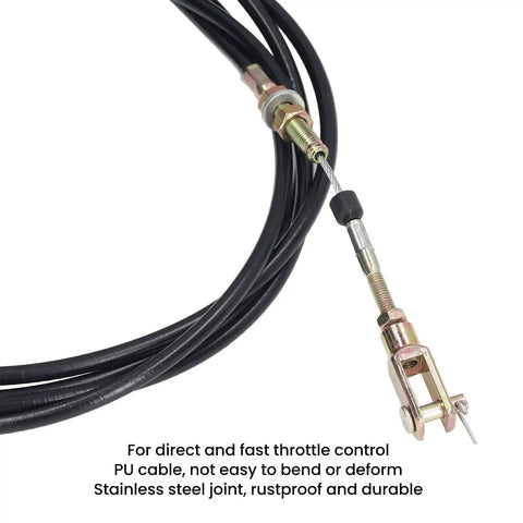 Universal Two Point Five Meter Excavator Throttle Cable Kit Manual Wire with Black Knob PU Cable and Stainless Steel Joints