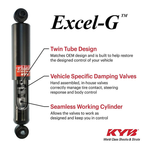 Excel-G Gas Shock Absorber Black for Asian Minivans OE Replacement for Honda Odyssey with Chrome Cylinder and Teflon Coated Piston Band
