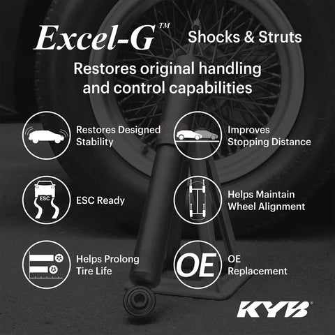 Excel-G Gas Shock Absorber Black for Asian Minivans OE Replacement for Honda Odyssey with Chrome Cylinder and Teflon Coated Piston Band