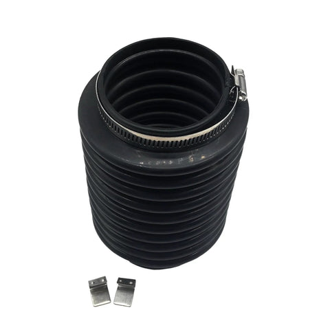 Exhaust bellows, black accordion tube with metal hose clamp, for Volvo Penta AQ200–290 engines