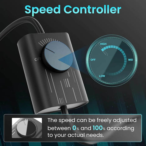 Close-up of speed controller for 10 Inch Shutter Exhaust Fan With Speed Controller 647 CFM Beast Mode High Speed Vent Fan 1400 RPM