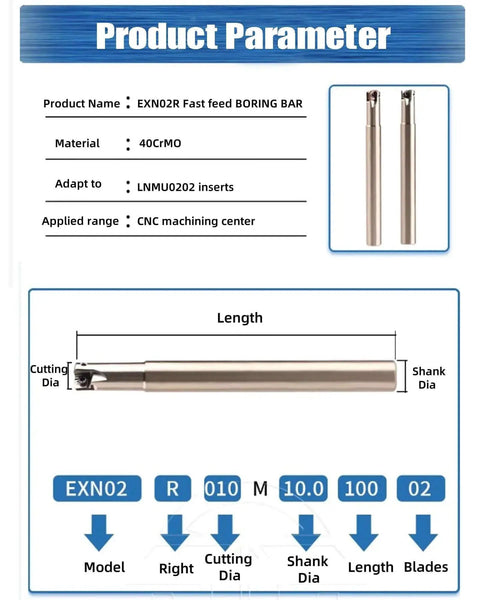 Three Eighths Inch Shank Tungsten Steel Indexable Boring Bar End Mill Tool Holder For Rough Milling And Deep Feed With 90 Degree Right Hand Cut Three Eighths Inch Cutting And Shank Length Three Point Nine Four Inches Anti Vibration 42CrMo Alloy