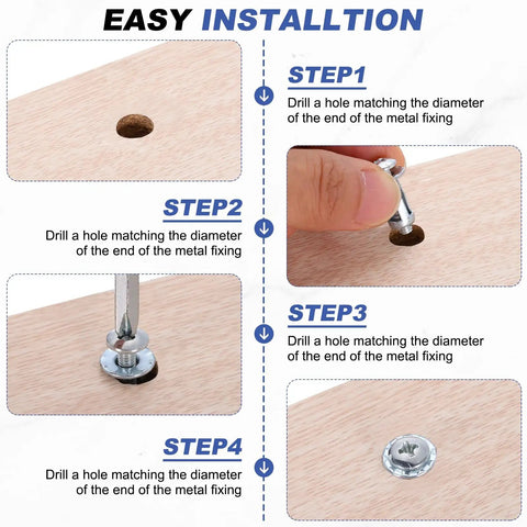 Installation steps for Expansion Rivet Nut Fasteners Set In 25 Pieces M8x21mm Jack Nuts For Hollow Walls.