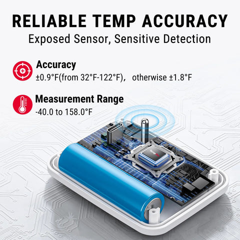 TempPro wireless freezer/fridge thermometer with alarm, 500 ft range, -40 to 158F, backlit LCD rechargeable