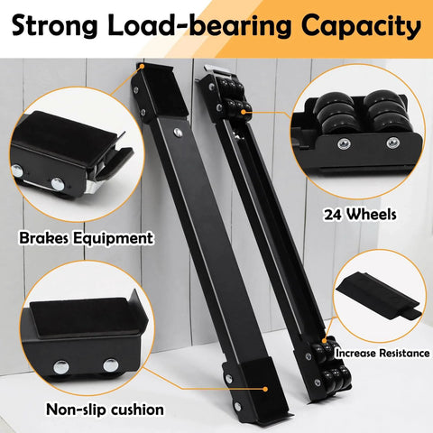 Extendable Furniture Appliances Rollers, Mover Tools with 24 Roller & Brake Equipment for Heavy Washing Dryer Machine Refrigerator