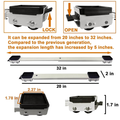 ✝️ Appliance Rollers Heavy Duty 20-32in New Generation Extendable Appliance Rollers Anti Slip Mobile Washing Machine Base dimensions