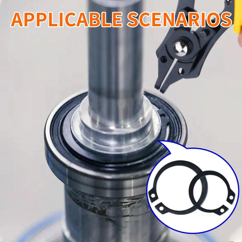 External Retaining Rings Kit With 250 Piece C Clip Set For M8 To M20 Plus Spring Tool Pliers depicted with shaft application