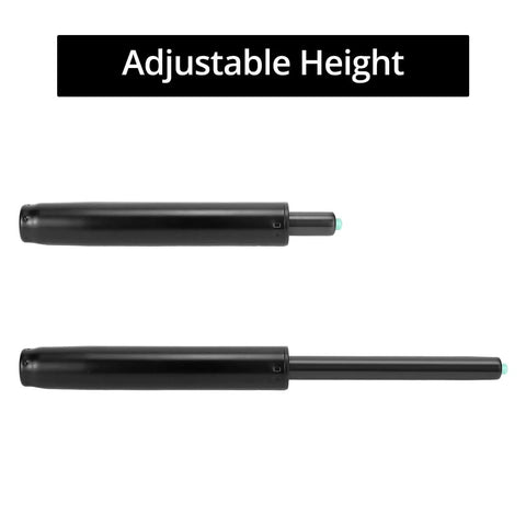 Extra Long Gas Lift Cylinder Replacement For Drafting Chairs And Bar Stools With 7.6 Inch Stroke, 1000 Lb Capacity, shown extended and collapsed