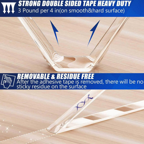 Extra Wide Double Sided Mounting Tape Heavy Duty Clear Adhesive Strips showing strong hold and removable feature.
