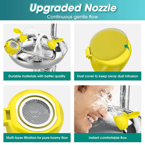 Industrial And Commercial 304 Stainless Steel Combination Emergency Eye Wash And Full Body Shower Station, nozzle close-up.