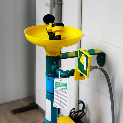 Emergency Shower And Eyewash Inspection Tags Set With 30 Double Sided Record Tags And 30 Zip Ties And Marker on eyewash station