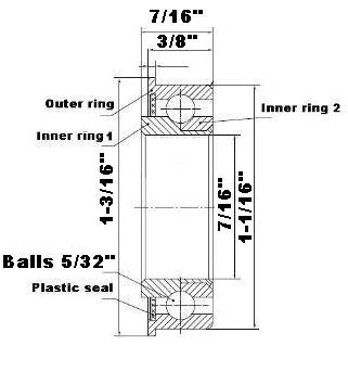 F1434 Flanged Bearing - Full Complement - 7/16" x 1-1/16" x 7/16"