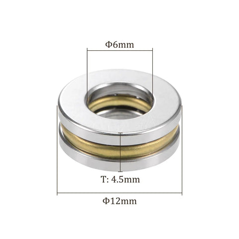 10 Pack F6 12M Thrust Ball Bearing Set For Machine Tools With Washer Chrome Steel 6mm By 12mm By 4.5mm