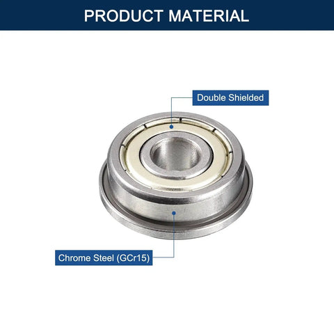 F688ZZ Flanged Ball Bearing 8mm ID 16mm OD 5mm Width Double Shielded Pre Lubricated Chrome Steel GCr15 ABEC1 Miniature