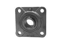 Front view of 1-1/4 in Stainless Steel 4-Bolt Flange Bearing Housing with Set-Screw Lock for sealed ball bearing applications.