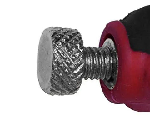 Close-up of thumb screw on 2 Inch Face Clamp Heavy Duty Locking C Clamp With Adjustable Swivel Pads And Thumb Screw For Quick Jaw Adjustments Ideal For Pocket Hole Joinery Wood Working Projects Welding And More