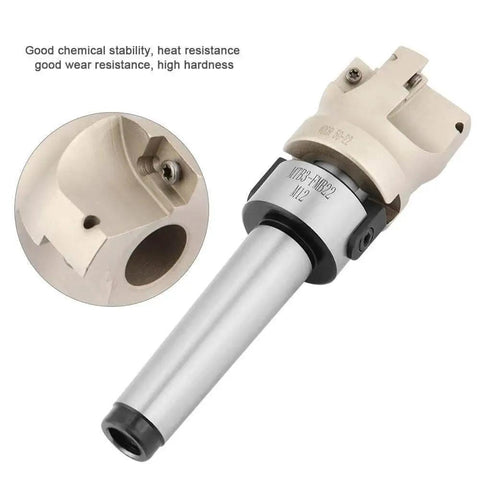 Face End Mill Cutter For CNC Milling With MT3 FMB22 Holder Extension, 10pcs APMT1604 Carbide Inserts, side view, high hardness
