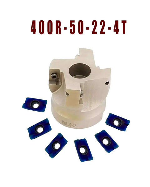 2 Inch Face Mill Arbor With BAP400R 50 22 4T Holder And 50mm Face Milling Shell Cutter Includes 10 Pcs APMT1604PDER Carbide Inserts