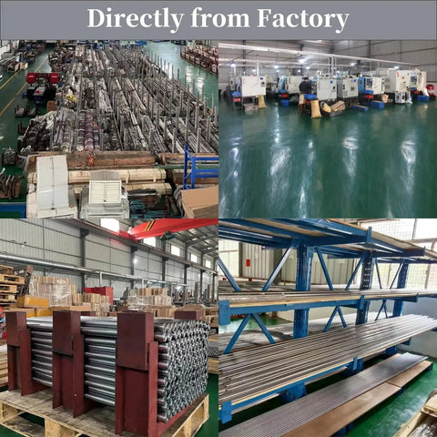 Factory showing 25mm X 500mm Linear Motion Rods for 3D printer CNC DIY projects with chrome-plated steel shafts in production.