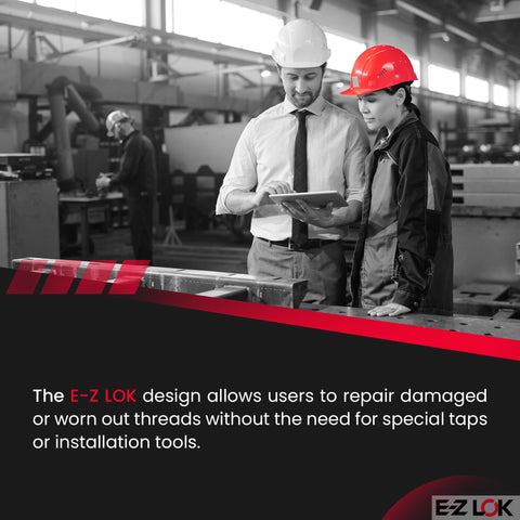 Self Locking Externally Threaded Insert For Metal Repair In 303 Stainless Steel workshop setting with engineers discussing.