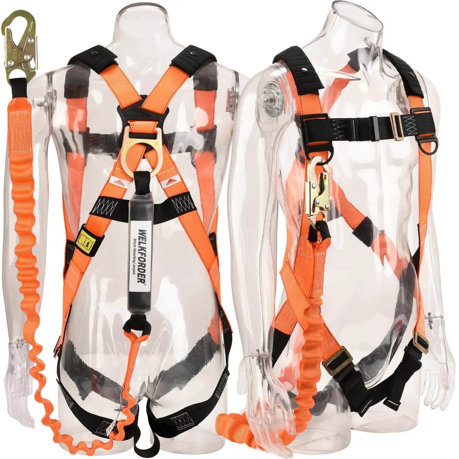 WELKFORDER 1D Ring Fall Protection Harness With 6ft Sh...