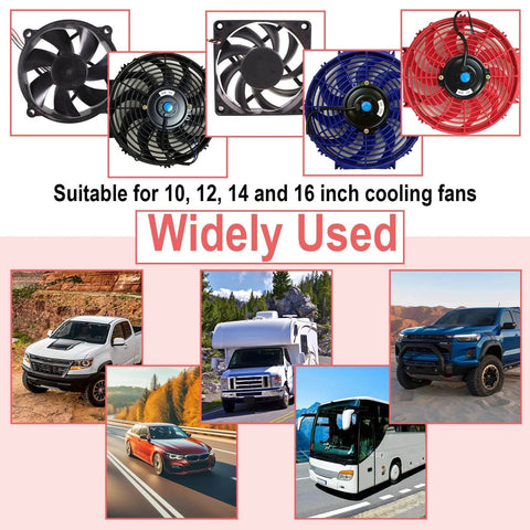 Dual 12V Electric Fan Relay Kit With 40A Relays And 185 Degree Thermostat Switch suitable for 10 to 16 inch radiator fans